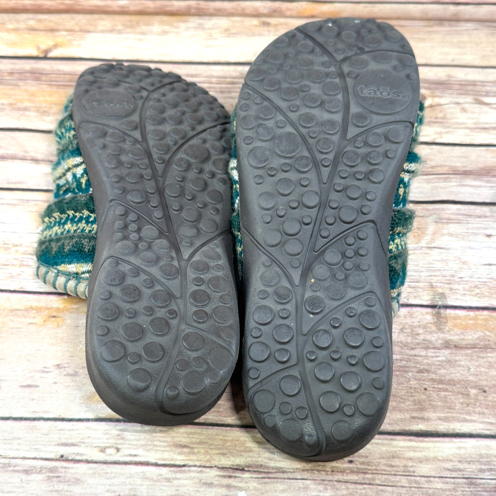Taos Womens Wooly Green Nordic Fair Isle Slop On Mule Clog Comfort Shoes 8 - Picture 7 of 7